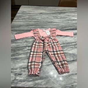 Saeaby Pink plaid romper baby girls 3-6 months NWT